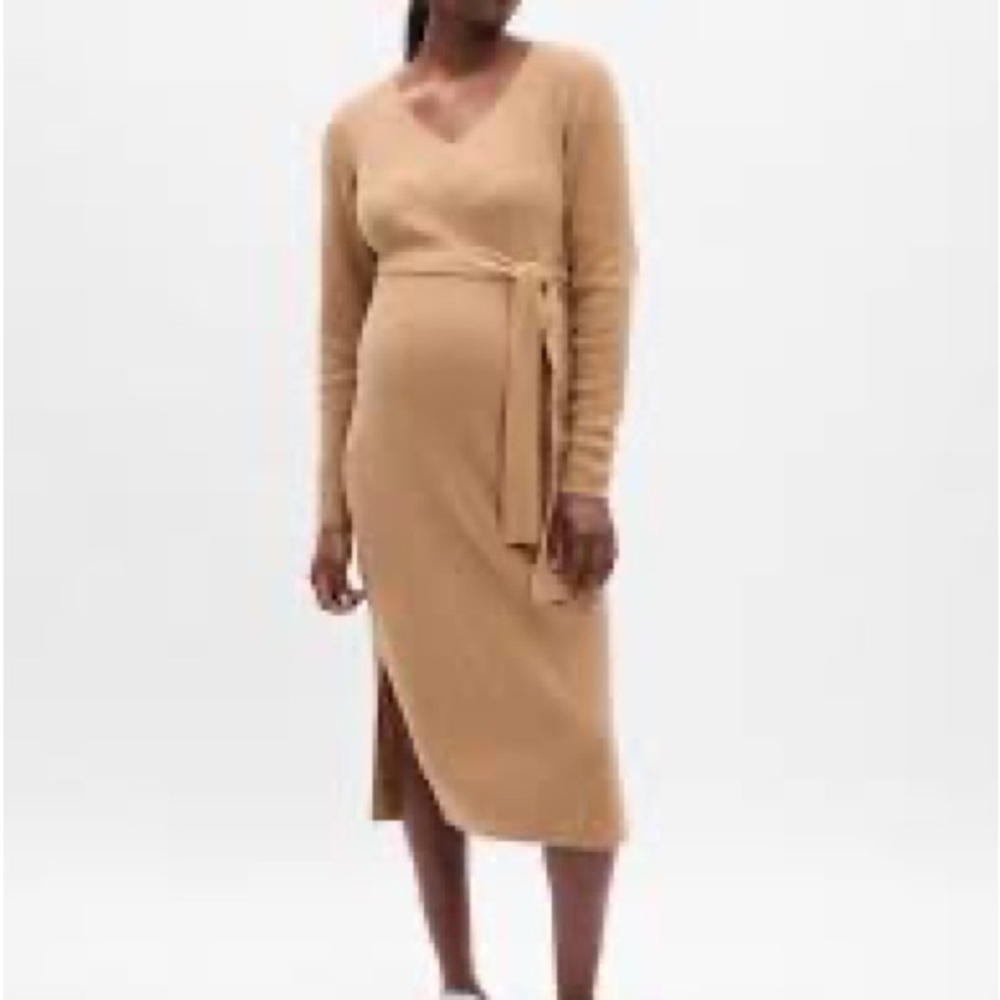Camel Knit Wrap Dress